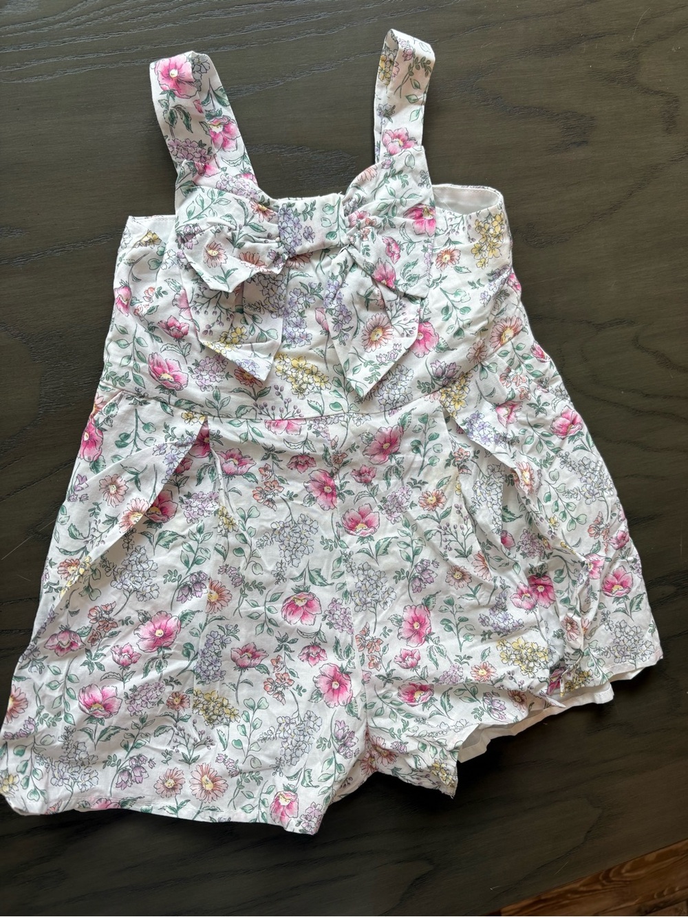 Janie and Jack Floral Pink Green and Yellow Cotton One-Piece Romper